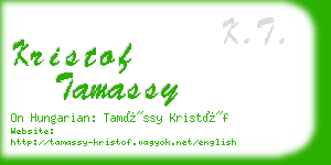 kristof tamassy business card